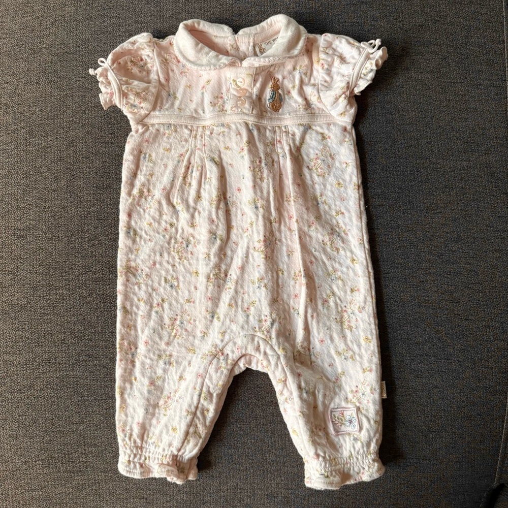 Y2K VTG The World of Beatrix Potter Petter Rabbit Jumpsuit Pink Floral 3M